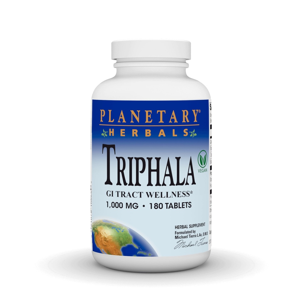 Planetarni zelišča Triphala notranji čistilec 1000mg za GI Tract Wellness - 180 tablet