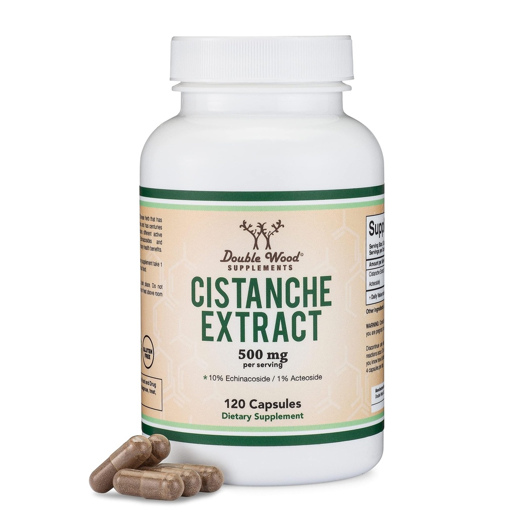 Cistanche Tubulosa Extract 500mg na serviranje (120 kapsul) Cistanche Testosteron dopolnilo za moške (standardizirano, da vsebujejo ehinakozide in aktiozide) z dvojnim lesom