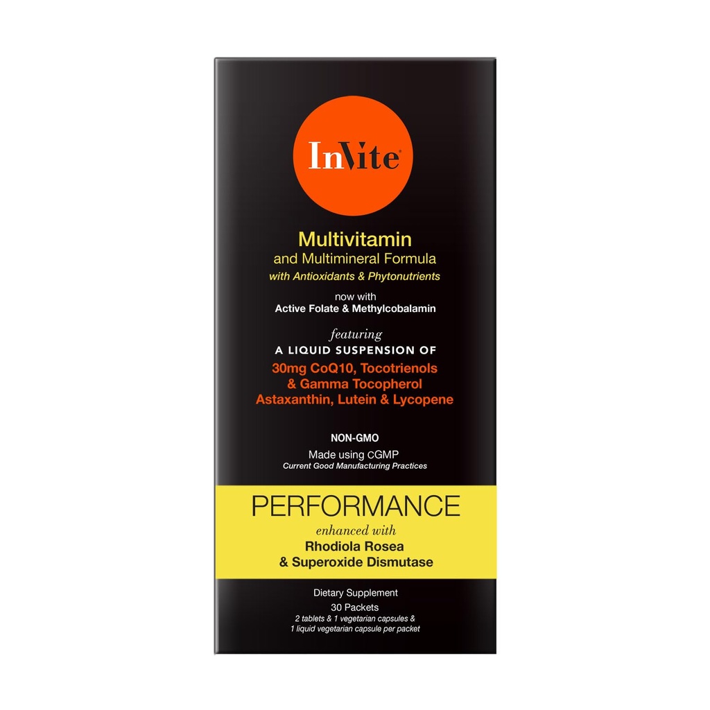 Invite Health Performance Vitamin - Comprehensive Daily Multivitamin with Enhanced Support for Athletes and Active People - 30 Day Supply