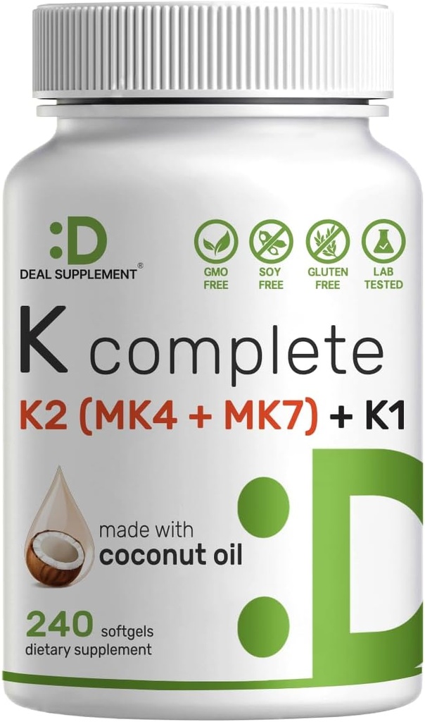 DEAL DOPOLNILO Vitamin K Popolno - 240 Softgels kokosovo olje 