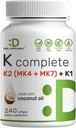 DEAL DOPOLNILO Vitamin K Popolno - 240 Softgels kokosovo olje 