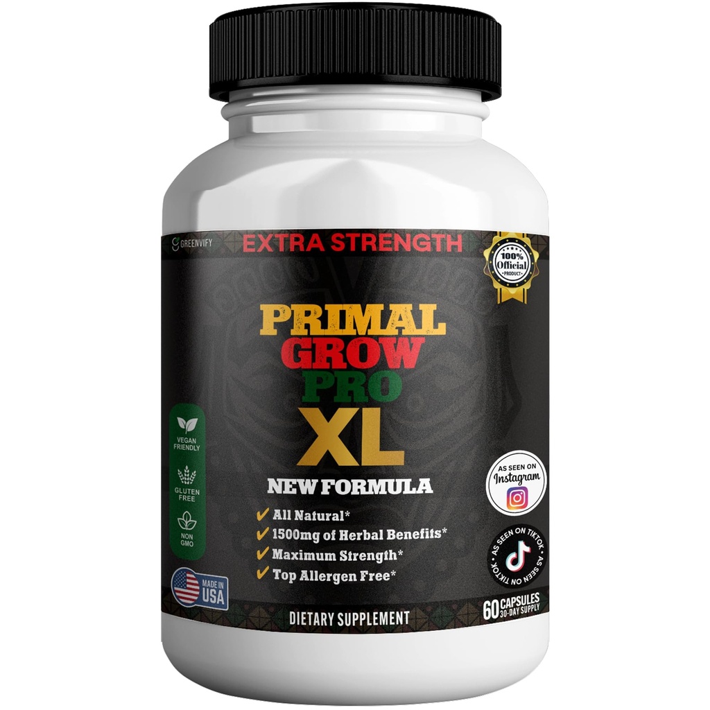 Primal Grow Pro Extra Strength Maca Root Complex, 1500mg, 60 Capsules, Vegan, Gluten Free, Non-GMO (1)
