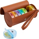 FGcase tedenske tablete Organizator 2 krat na dan Velika 7 dan Mavrične tablete Škatla z Brown PU Usnje Primer Prenosna potovalna zdravila Container AM PM tablete Škatla za vitamine, ribja olja, Medicina, Dodatki