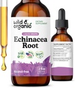 Wild & Organic Echinacea Tinkture - Imunska podpora Kapljice s tekočimi Echinacea Root Extract - Angustifolia dodatki - Vegan, Sladkor & Alkohol brez - 2 fl oz