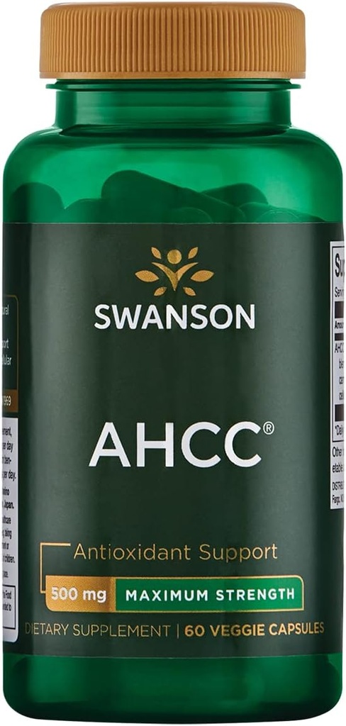 Swanson maksimalna moč AHCC - Spodbujanje napredne imunske podpore - Naravni dodatek pomoč NK celice in jetra podpora - (60 Veggie kapsule, 500mg vsak)
