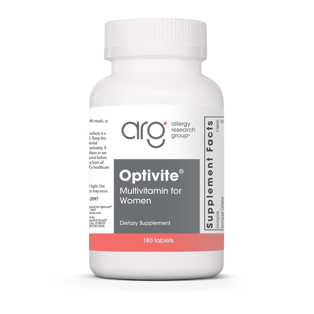 Optimox ARG Optivite - Women’s Multivitamin Multimineral - Hormone Balance & PMS Support - Enhanced with Flavonoids, Enzymes & Betaine HCl - 30 Servings - 180 Count