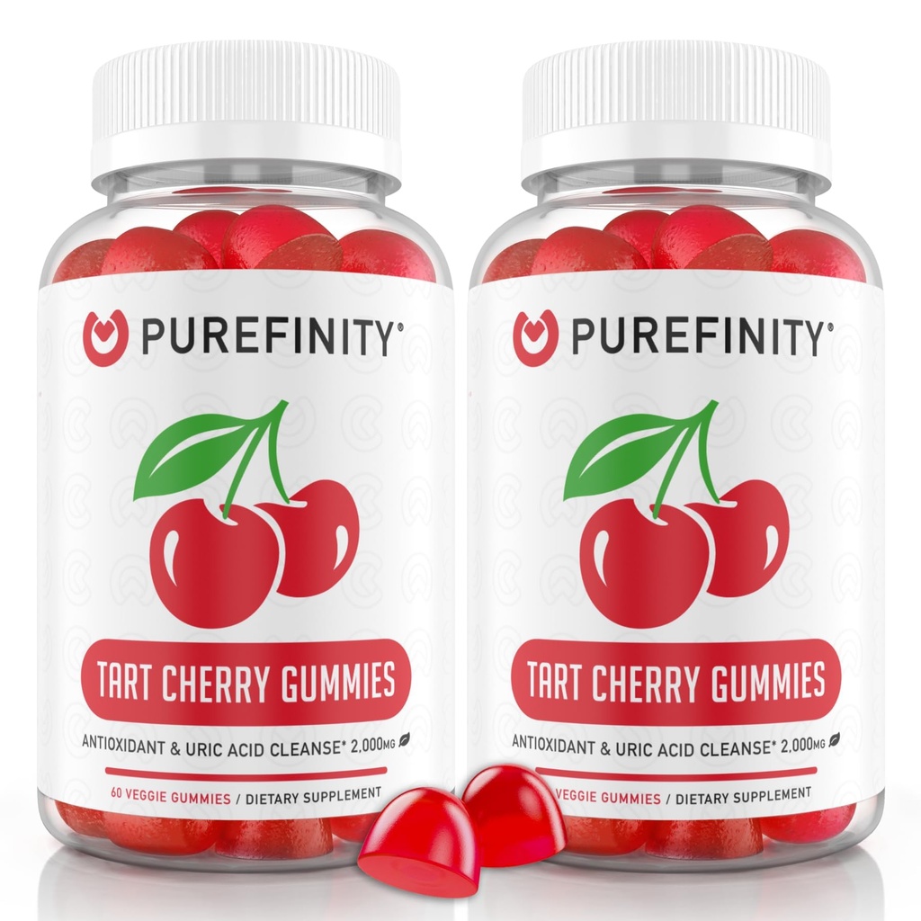 PUREFINITY Tart Cherry Gumies – sečna kislina Flush za skupno lajšanje in regeneracijo, surovi sok ekstrakt antioksidant – Ne-GMO, Gluten Free, Vegan, 60 Število (Pack po 2)