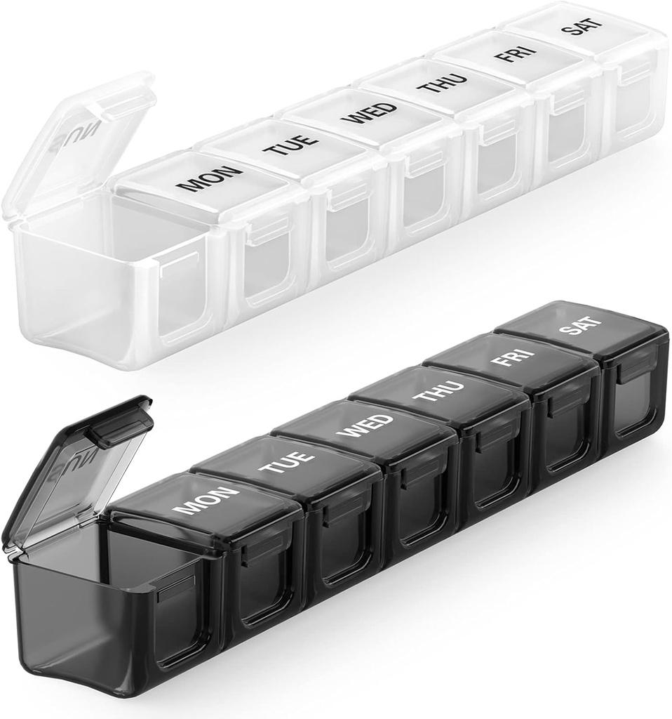 Sukuos ekstra velike tedenske tablete Organizator 2 Pcs, Daily Pill Box 7 dan tablete Primeri za zdravila, Vitamin, ribje olje ali dodatki, Enostavno za čiščenje
