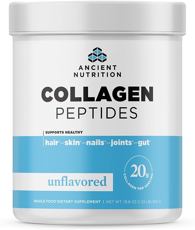 Ancient Nutrition Kolagen Peptides, Kolagen Peptides Powder, Nearomated Hydrolyzed Kolagen, Podpira zdravo kožo, Joints, Gut, Keto in Paleo prijazno, 28 Servings, 20g Collagen na služijo