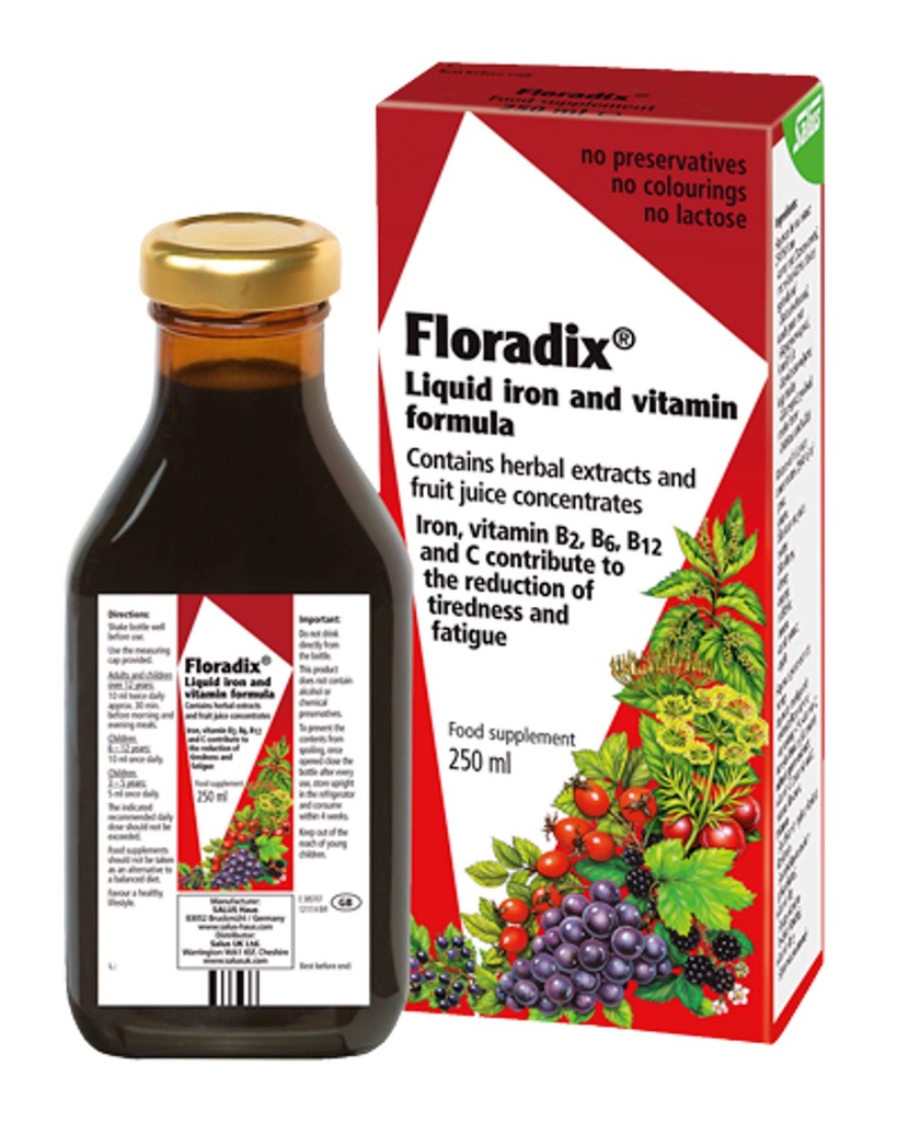 Floradix Floravital Tekoči železo in vitamin Formula 8.5 fl.oz. - 250 ml. - Izdelano v Nemčiji (3 Pack)