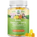 Otroci DHA Omega 3 Gummies za otroke - Okusne ribe brez DHA Omega 3 Gummies z vegetarijanci 6 9 za Vision Možgani & Immuniteta - Non GSO dodatek ribe & Gluten brezplačno 1 mesec
