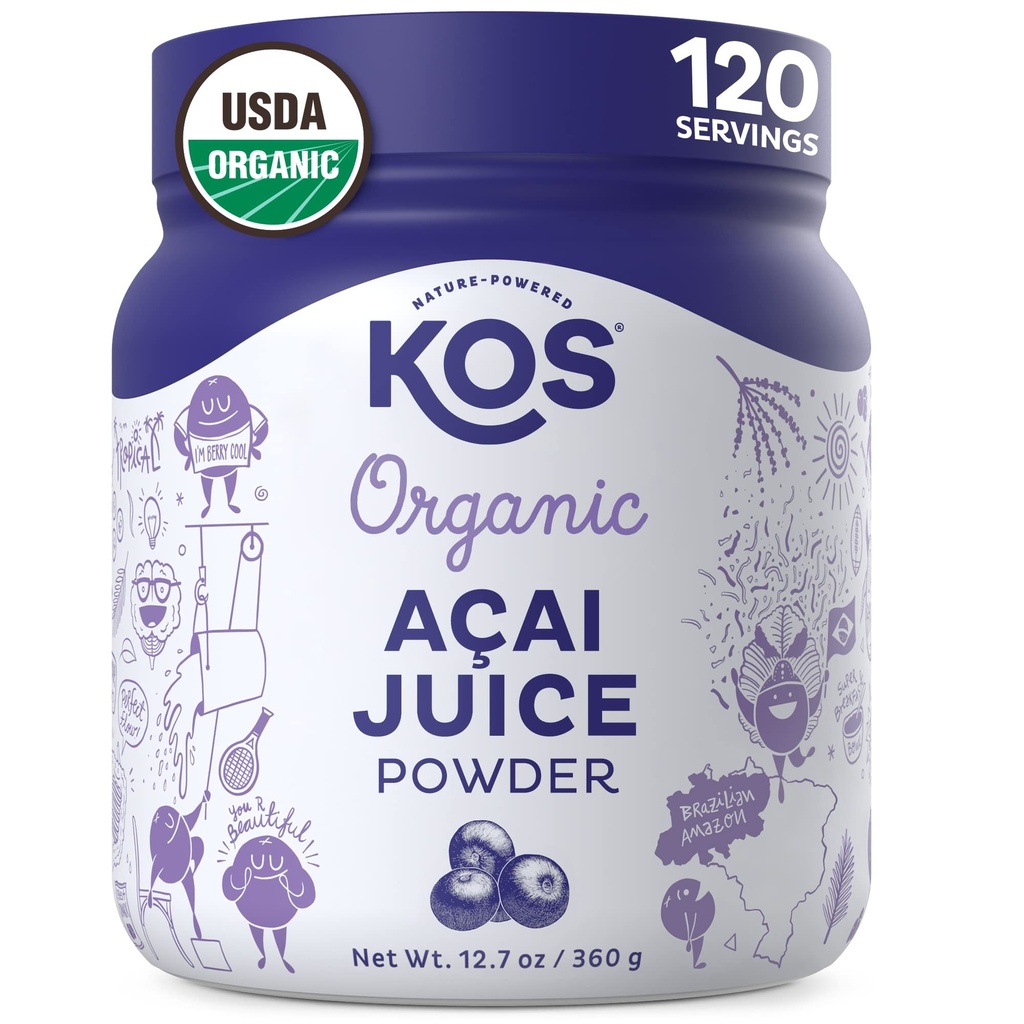 Kos Organski acai sok v prahu - USDA Certified Organic, Rastlinski Superfood Antioksidanti, Superberry iz Brazilije, Super za smoothies in Bowls, 0g Sugar, Vegan, Gluten-free, Non-GMO - 120 Servings