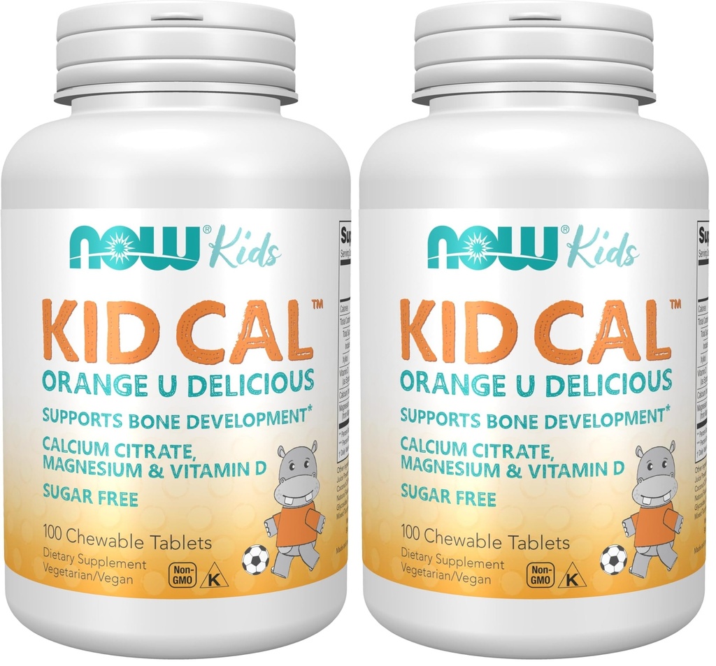 Zdaj dopolnila, Kid Cal s kalcijevim citratom, magnezijem in vitaminom D, Tart Orange, 100 Žvečljivi, pakiranje maj Vary (Pack z 2)