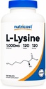Nutricost L-Lysine 1000mg, 120 tablet - Gluten Free, Non-GMO, in vegetarijansko prijazno