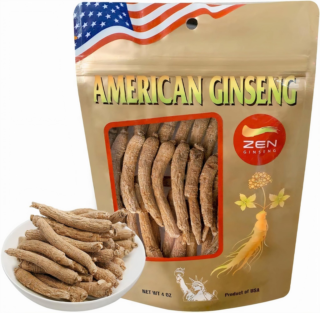 Zen Ginseng - 4 oz Bag American Wisconsin Ginseng Root - Non-GMO, Gluten Free. Dodajte ta ginseng v juhi, čaj, kava, sokovi, smoothies in peka (majhna dolgo korenje 4 oz vrečka)
