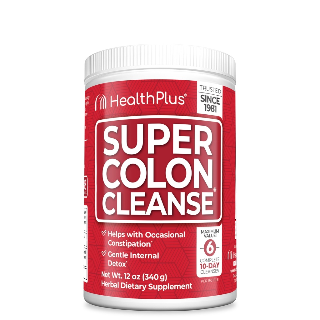Health Plus Super Colon Cleanse, 12 oz Powder, 68 Servings - naravna detox, Prebavna zaprtje Relief, Nežno Gut Čiščenje s Psyllium Husk & Senna List