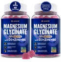 Magnezij Glicinat 500mg/250mg za odrasle Najstnice - Plus D3,B6 & cink - Magnezij Glicinat Gumies, Visoka absorpcija - Podpora za sprostitev,Brain,Bone & Immuniteta zdravje - Sladkor brez - 120Cts