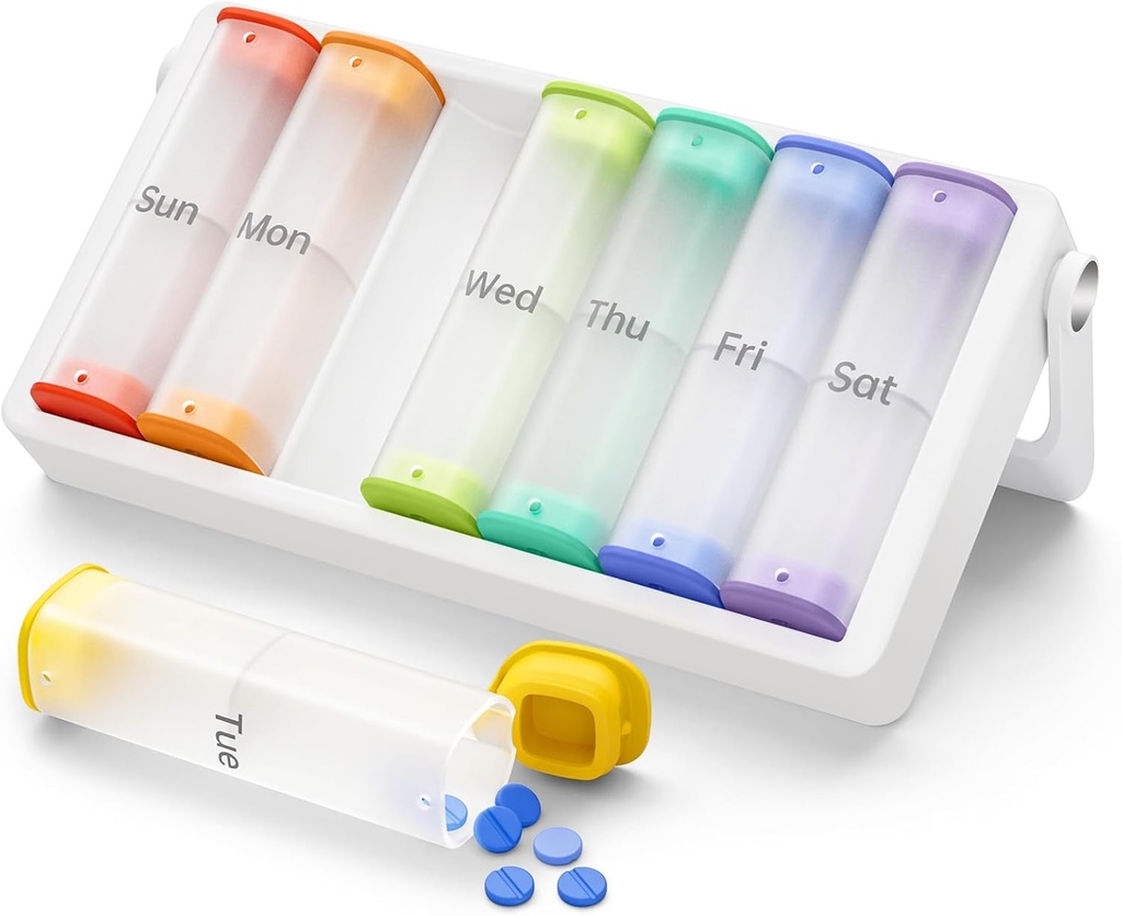 Tedenske tablete Organizator 2 krat na dan, KOVIU velike potovalne tablete Box 7 dan, Am Pm dvakrat na dan primeru tablete z Rotable Handle, tablete imetnik vsebnik za vitamine, Medicina, Dopolnilo, prosojno-bela