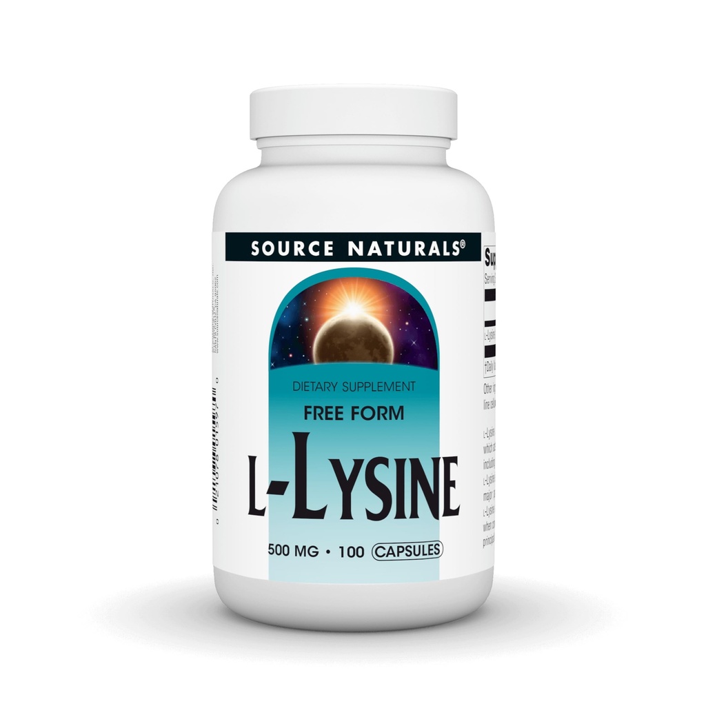 Vir Naturals L-Lysine Free Form -Amino Acid dodatek podpira energijsko formacijo in kolagen - 100 kapsul