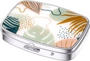 Nipichsha tablete Box, majhne tablete Primer za Purse & Pocket, Cute Travel Medicine Organizator, Prenosna Medicine Container Holding Vitamini, Zdravila, ribje olje & dodatki, Boho listov