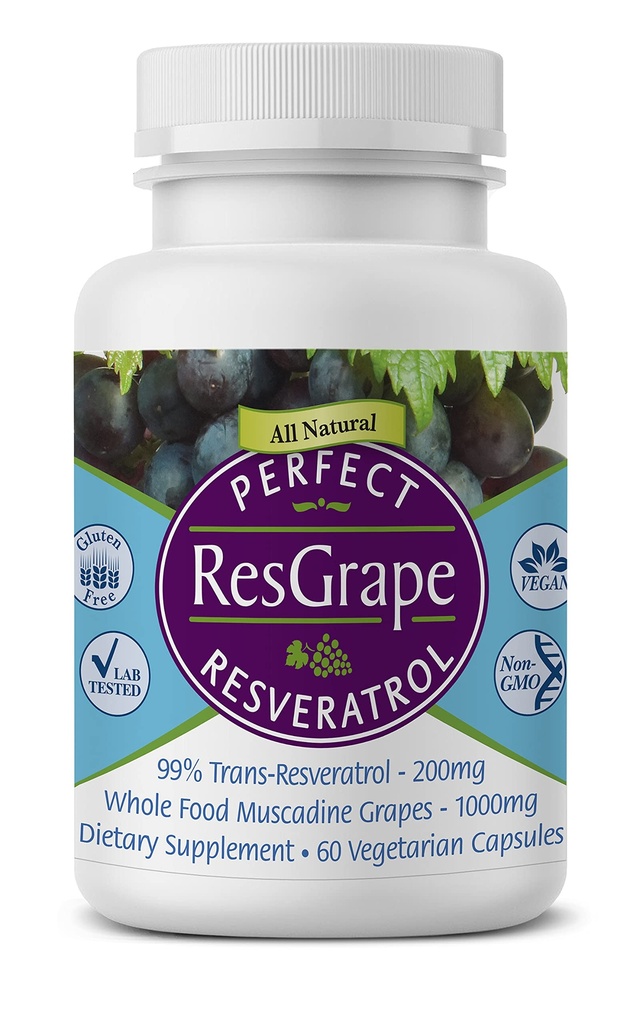 Popolni dodatki – Perfect ResGrape Resveratrol – 60 Veggie kapsule – Trans-Resveratrol & Organic Muscadine Grozdje