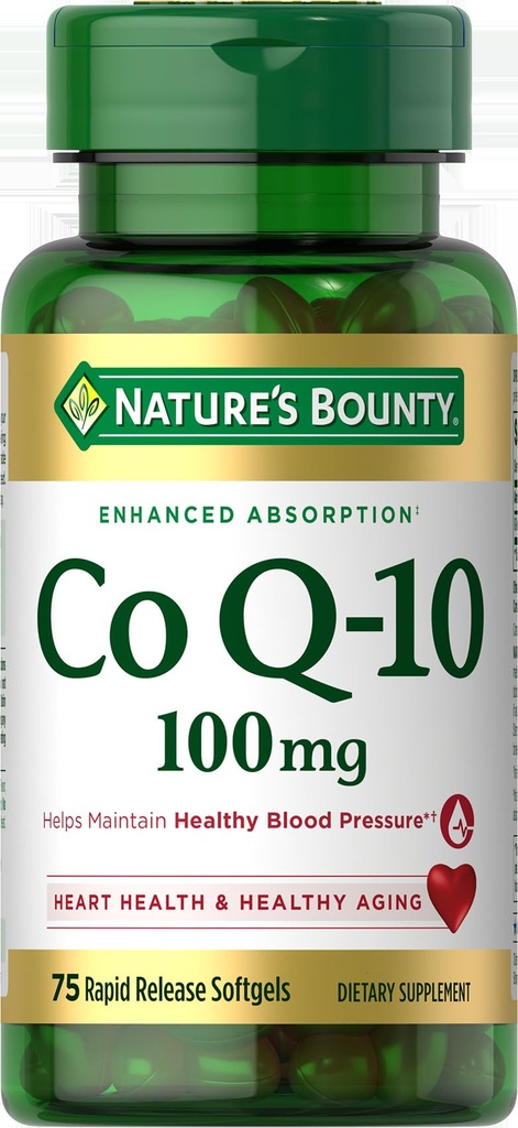 Bounty narave CoQ10, pomaga ohraniti zdrav krvni tlak, 100 mg, hitro sproščanje softgels, 75 Število