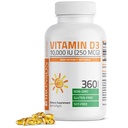 Bronson Vitamin D3 10.000 i.e. (250 mcg) Visoka jakost - podpira zdrav imunski sistem, močne kosti, mišice in zobje - ne GSO, 360 Mehkužci