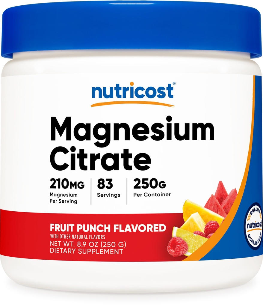 Nutricost magnezijev citrat v prahu (Fruit Punch, 250 Gram)