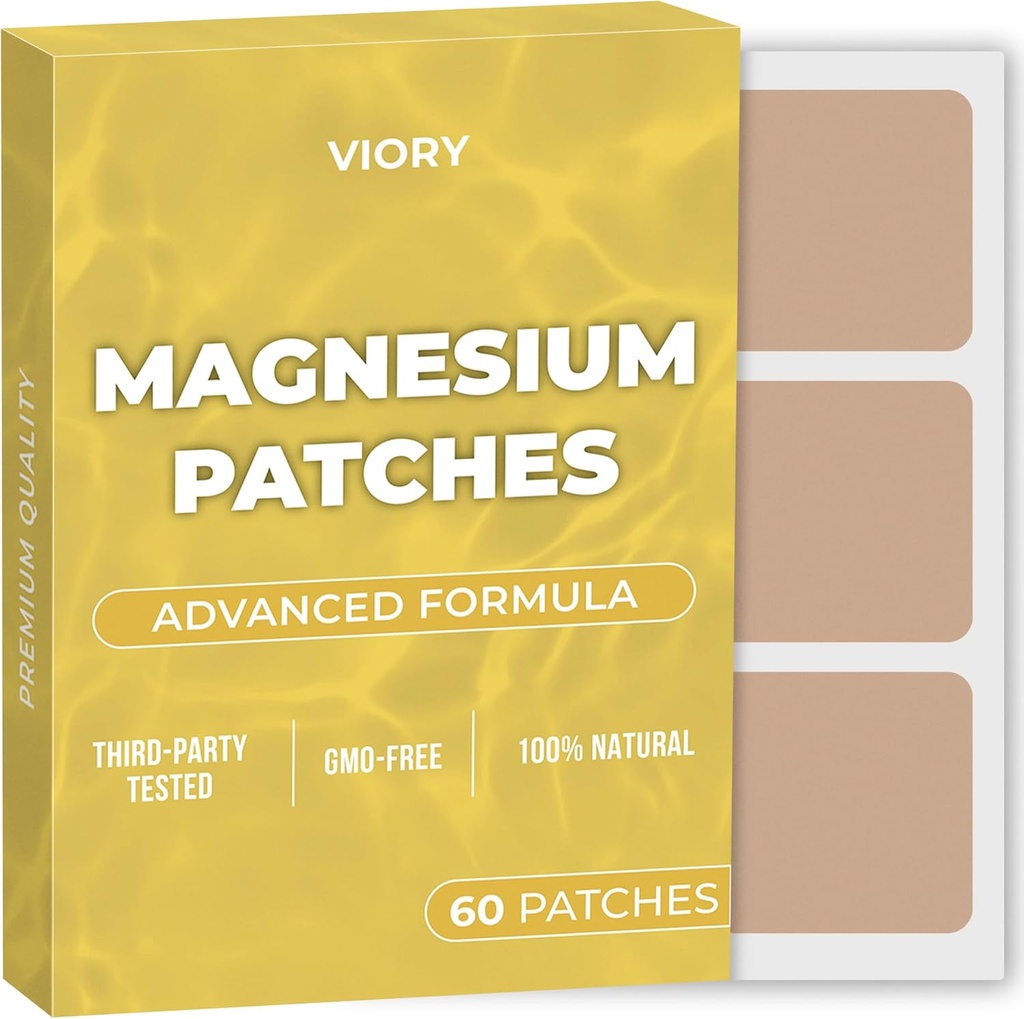 Magnezij obliži (Pack of 60) - 100% naravni obliž za ženske in moške - s kalcij - Podpora mišic in kosti, Umirjanje - Izboljšana formula