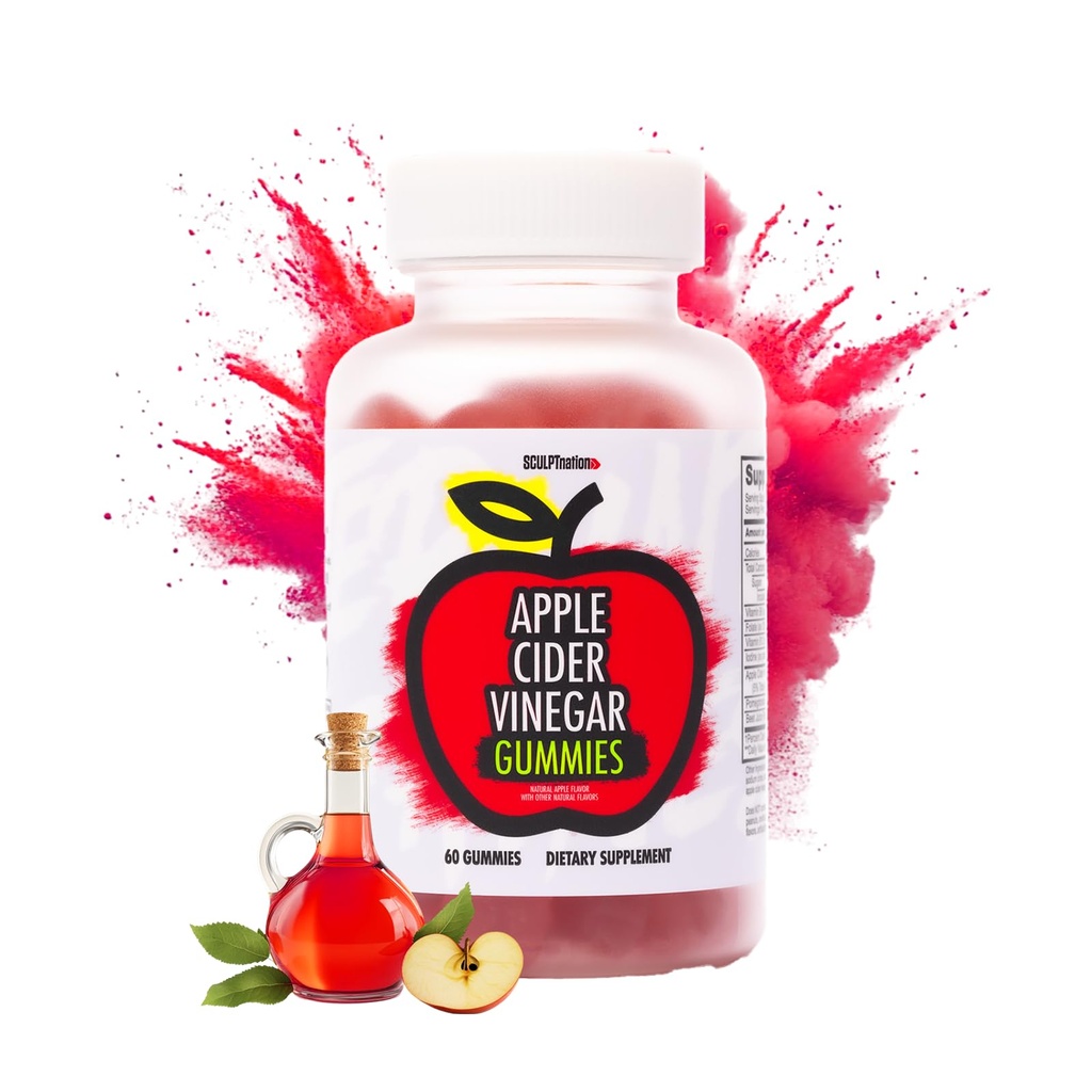 Sculpt Nation by V Shred Apple Cider Kinegar Gummies - Zdrav Superfood Prigrizek, Presnovna in Prebavna podpora - 60 ACV Keto Gummies