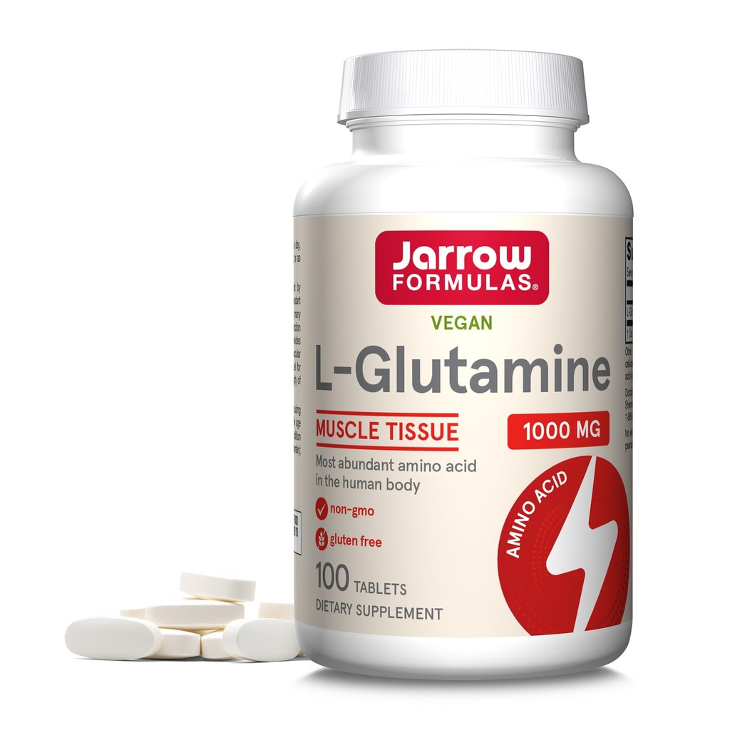 Jarrow Formule L-glutamin 1000 mg, prehranska dopolnila za mišično tkivo, multifunkcionalna aminokislina, Imunska podpora, 100 Easy- Solv tablete, 50-100 dnevna dobava