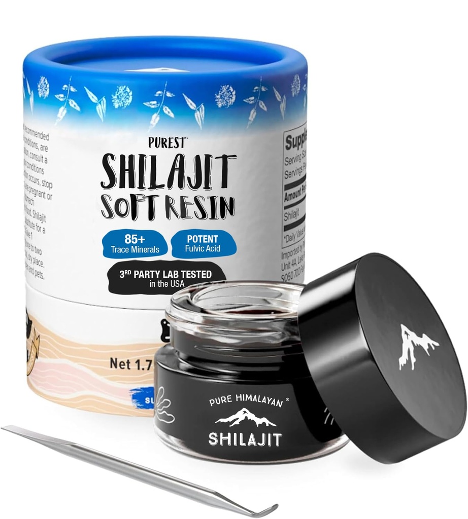 Shilajit s Pure Himalyan Shilajit ®, Himalajski soft Resin, Energija in Imunska podpora, naravni vir fulvične kisline & 85+ Trace Minerals Supplement za moške in ženske (50ml/1,5 fl oz)
