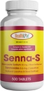 Tablete ZDRAVSTVENE LFE Senna-S, Senna Plus(odporna/srednja omela) Nežna čez noč Olajšanje občasnih zaprtosti Generic for Senokot-S (majhen (Pack of 1), 500)