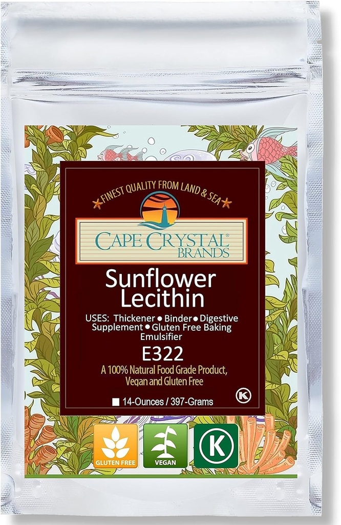 Cape Crystal Sončev lecitin prašek, 100% naravni in gluten-free. To je Vegan, Non-GMO alternativa Soy Lecitin prašek (14-oz.)