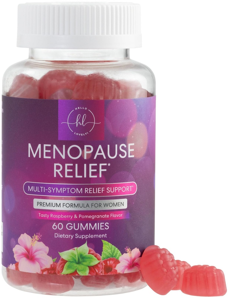 Menopause dopolnila za ženske - Popolna naravna, blago vroče Flashes & nočno potenje Podpora, Multi Benefit Menopause Relief Gummy, Podpora za ravnotežje in energijo, Gluten-free & Non-GMO - 60 Gummies