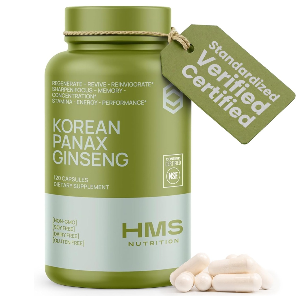 Korejska rdeča Panax Ginseng 2000mg 120 Veganske kapsule Izvleček Super moč NSF Certified Supplements, Visoke ginsenoside podpira energijo, Stamina, zmogljivost in jasnost