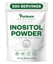 Purisure Myo-Inositol Powder, 250g, Plodnost, Hormonsko ravnovesje in Ovarian Podpora, Pure Inositol Powder, Myo Inositol Dodatek za podporo energije in možganov Wellness, Vegan, Non-GMO, 500 Servisi