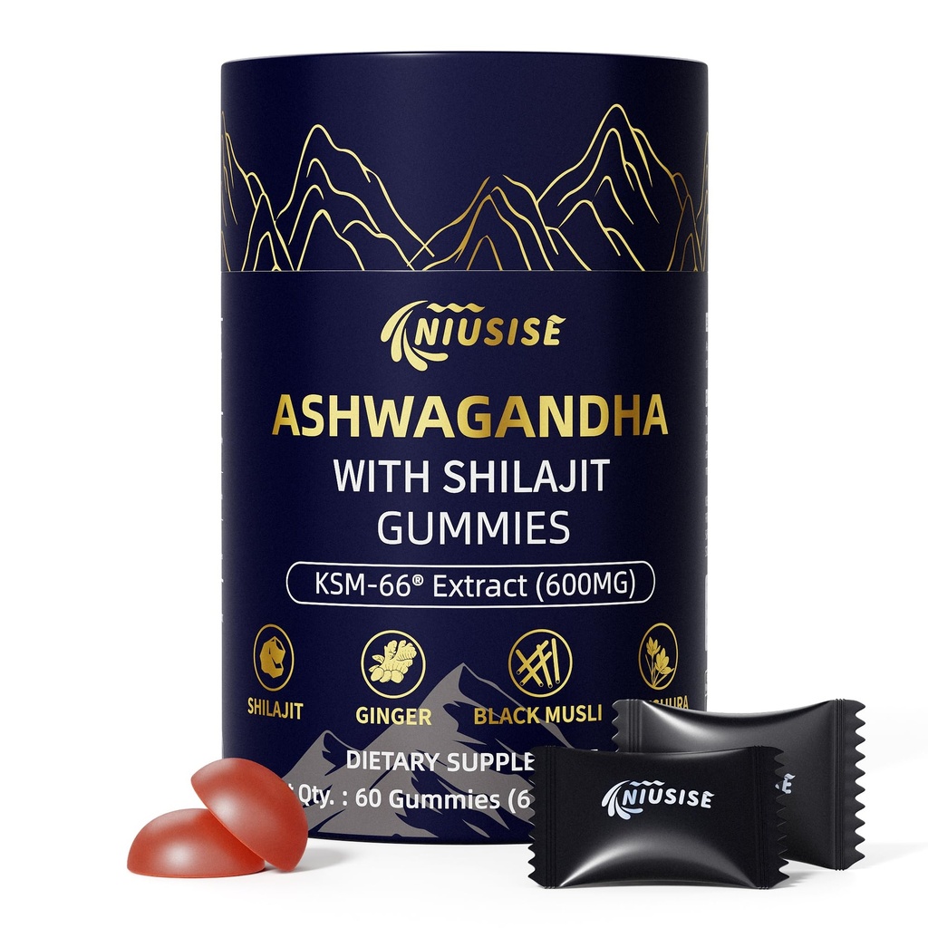 Ashwagandha Gummies z Shilajit 300mg za ženske in moške, nič sladkorja ashwagandha dodatki z Maca Root Powder 