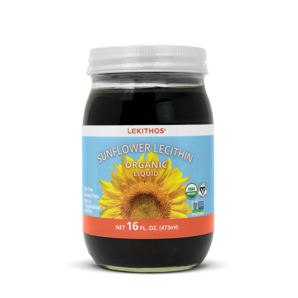 Organski sončnični lecitin - 16 fl oz - Certified USDA Organic - Hladno stisnjen (Solvent Free) - Ne-GMO projekt preverjen