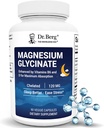 Dr. Berg Magnezij Glicinat z vitaminom D & B6 za razbremenitev stresa, pomiritev, sprostitev, & dober spanec* - 120 mg kapsul magnezijevega biglicinata - visoka absorpcija kelirani glicinat - 90 cap