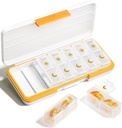 AM PM tablete Organizator 2 krat na dan, 7 dan tablete škatle teden tablete organizator potovanja z ločenim vsebnikom, Prenosno dnevno medicina načrtovalec Dispenser Primer za vitamine, ribja olja, dodatki (Beige)