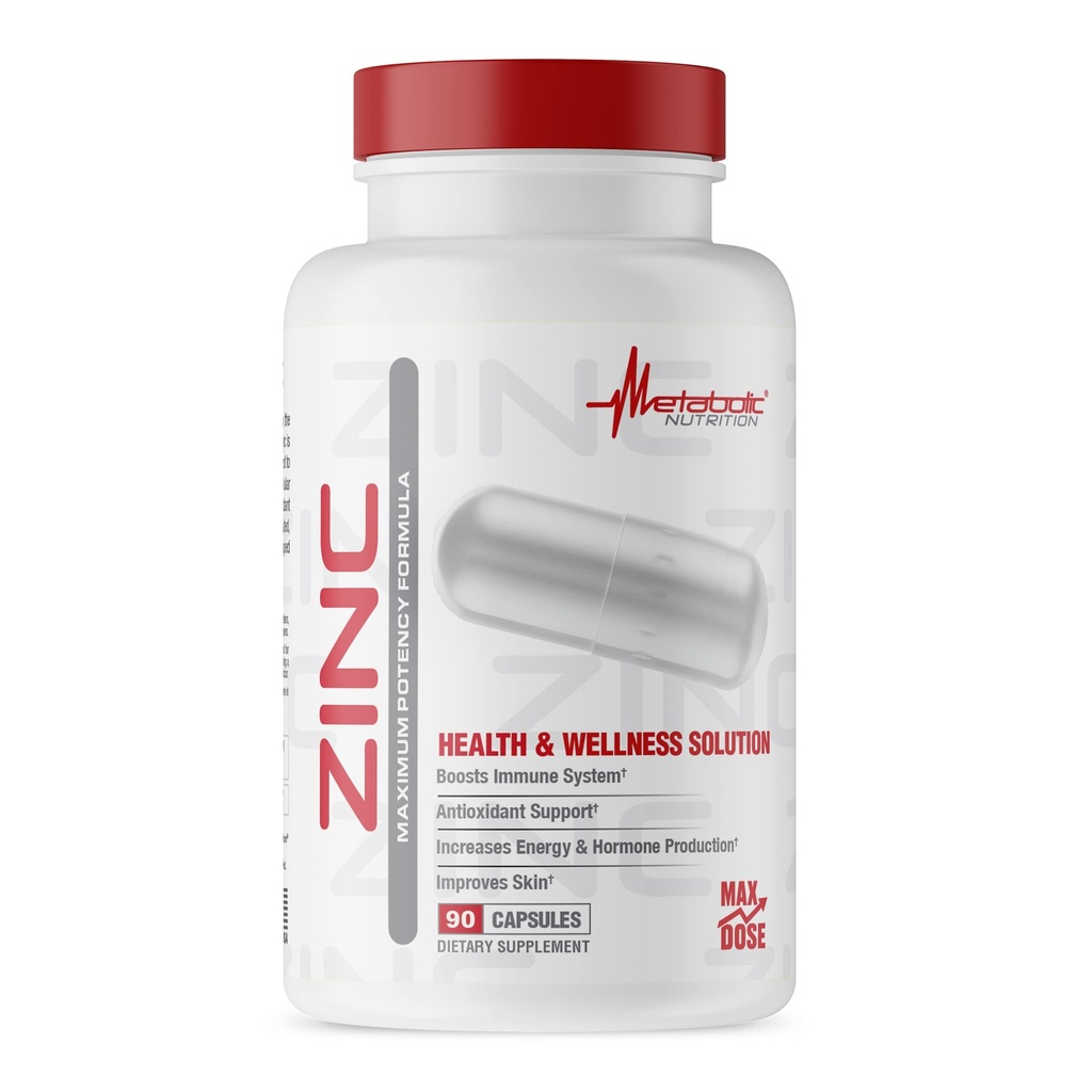 Cinkov dodatek z metabolično prehrano, 75 mg, 90 Cinkove kapsule, podpira delovanje imunskega sistema w/Zinc Oxide