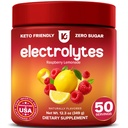 Keppi elektroliti v prahu – malina limonada arome 50 Serving – brez dodatka sladkor hidracija z magnezijem, kalij, natrij – Keto, Vegan, Fasting-prijateljski, Zero Calorie Elektrolit pijača