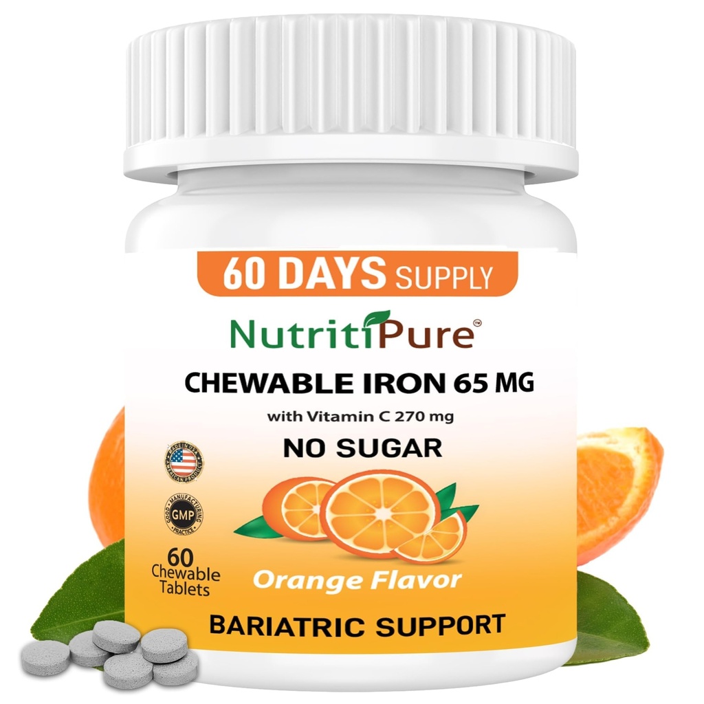 Žvečljivo železo 65 mg z vitaminom C 270 mg (za ženske/moške) 