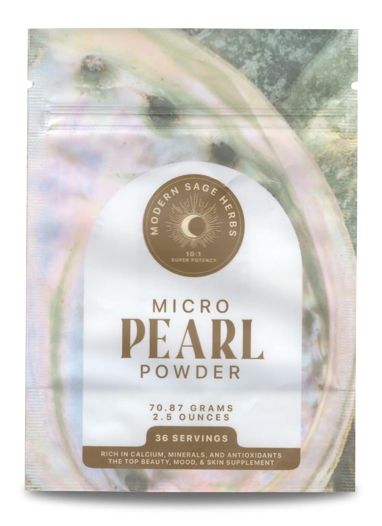 2.5oz Pure Pearl Powder 10:1 Super koncentrirani ekstrakt. 36 Serving. Dodatek za proizvodnjo kolagena, antiagena in antioksidanta. Podpira kožo, oči, nohte, radijsko lepoto, ki jih Modern Sage Herbs.
