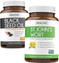 Olje črnega semena & šentjanževka (3-mesečna zaloga) Harmonija Essence Olje črnega semena (180 kapsul) Nigella Sativa & St. John's Wort (180 kapsul) z močno 900mcg Hypericin