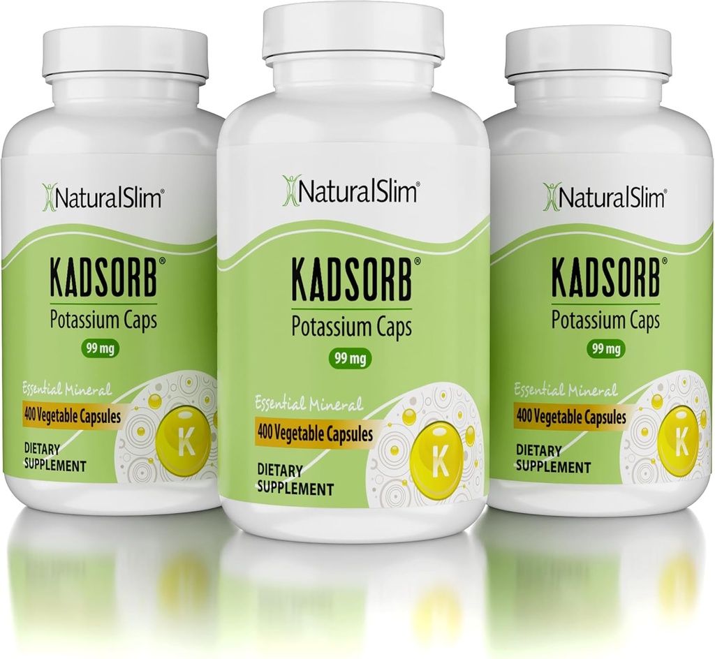 NaravniSlim naravni kalijev citrat Glukonat 99 mg - Kadsorb podpira elektrolitsko ravnovesje in običajni pH - Absorbljivi kalijevi dodatki z esencialnimi minerali - ne GSO 400 kapsul 3 pakiranja