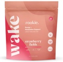 Rookie Wellness Wake - Natural Energy Drink Powder s 125 mg kofeina iz ekstrakta zelenega čaja, B-kompleks vitamini, Ashwagandha Extract, & Guarana Extract (30 servingov, jagodna polja)