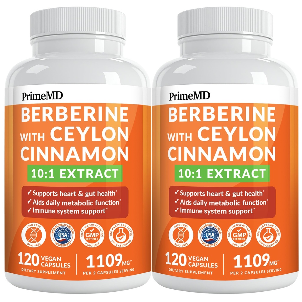 21-v-1 Berberine dodatek s Ceylon cimet s kromom, grenko melono in izvleček zelenega čaja in črno papriko 5X za energijo in presnovo podporo z 5279 mg (120 ct, pakiranje po 2)