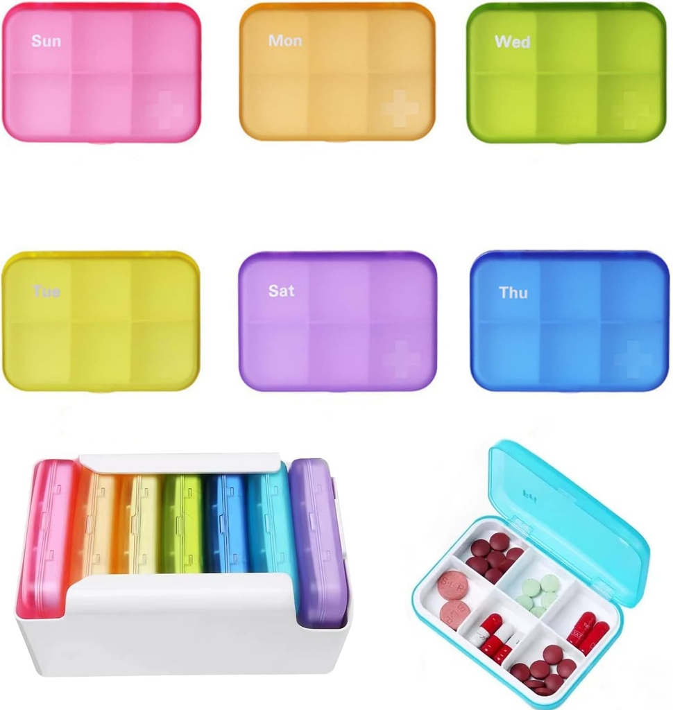 7 Komplet tablete Organizator 6 krat na dan, Tedensko dnevno potovanje medicina Organizator prenosljiv 7 dan 42 Kompartmenti tablete Box z vlažne-proof tablete primer tablete potovalne posode za vitamine,Dodatki